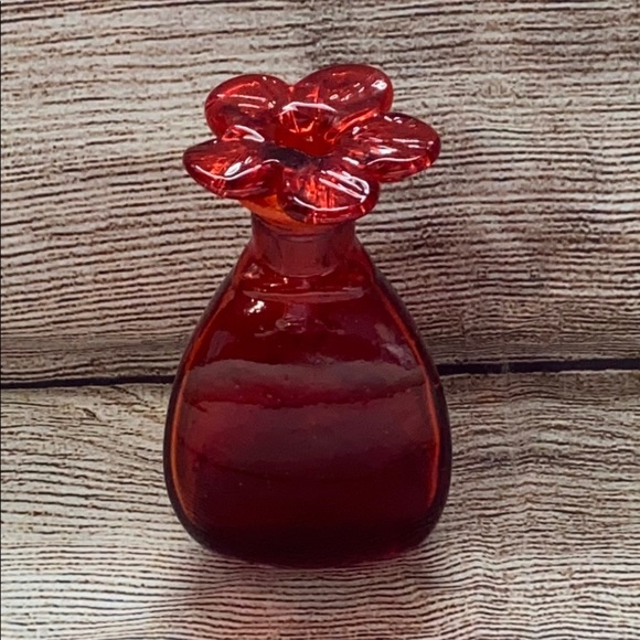 Vintage Red glass flower bottle